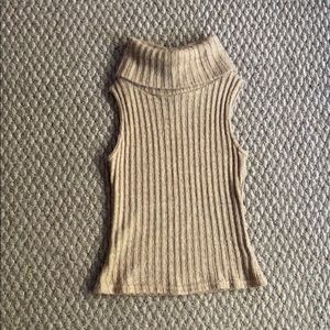 tan knitted turtleneck tank top